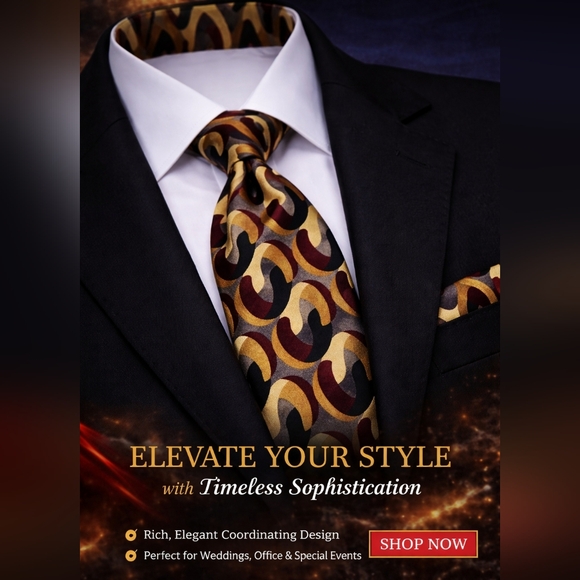 Facets Other - Men's FACETS Gray & Brown Abstract Pattern Silk Tie One Size